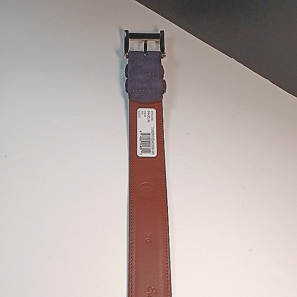 Color: Navy, European Suede Leather Belt, Men’s 36, Made in USA - Picture 4 of 6